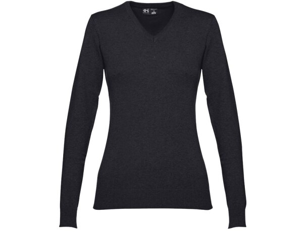 Jersey de punto cuello v mujer Milan Women Negro detalle 12