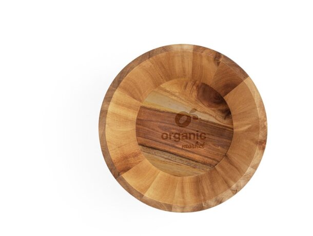 Ensaladera Sage de madera de acacia certificada FSC Natural oscuro detalle 3