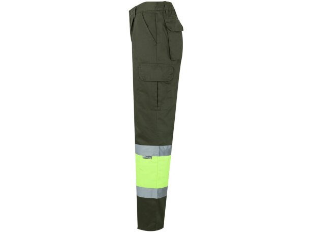 Pantalón de sarga bicolor VL Athena con bandas reflectantes Verde militar/Amarillo detalle 9
