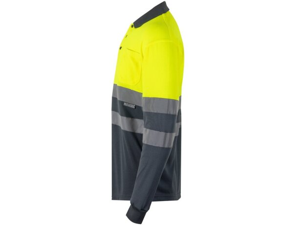 Polo bicolor alta visibilidad VL Vulcan manga larga Gris/Amarillo detalle 34