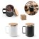 Taza lauda de acero inoxidable reciclado con tapa de bambú 420ml detalle 1