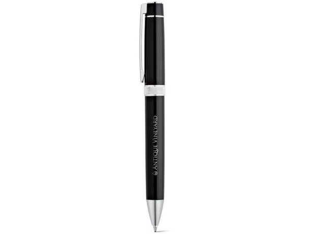 Estuche de roller y bolígrafo negro en metal negro