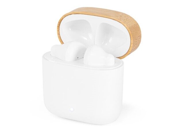 Auriculares inalámbricos Cobain con estuche de carga bambú y rABS Blanco detalle 5