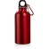 Botella deportiva de aluminio con mosquetón rojo