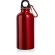 Botella deportiva de aluminio con mosquetón personalizada roja