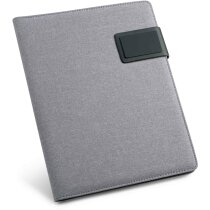 Portafolios tamaño A5 con acabado polipiel personalizado gris claro