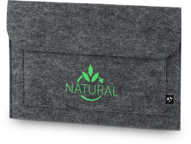 Funda Felpy Sleeve para portátil de fieltro reciclado 100% rPET Gris oscuro detalle 2