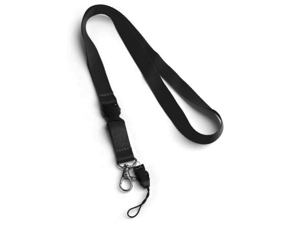 Lanyard con dos accesorios personalizado negro Lanyard con dos accesorios personalizado negro