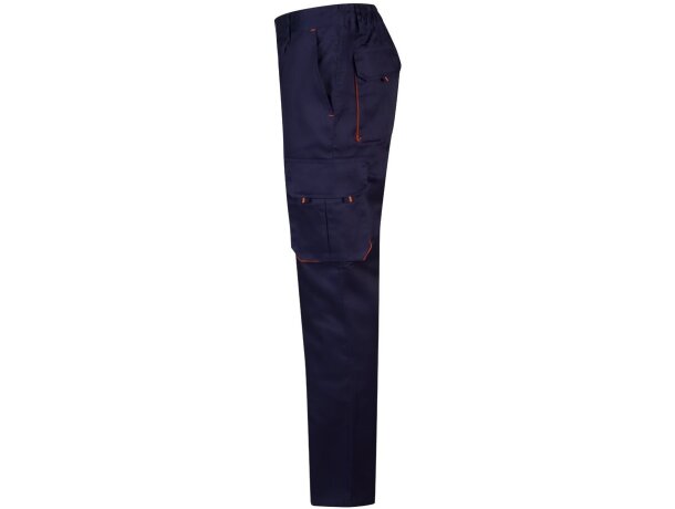 Pantalón de sarga multibolsillos bicolor VL Hypnos Azul marino/Naranja detalle 59