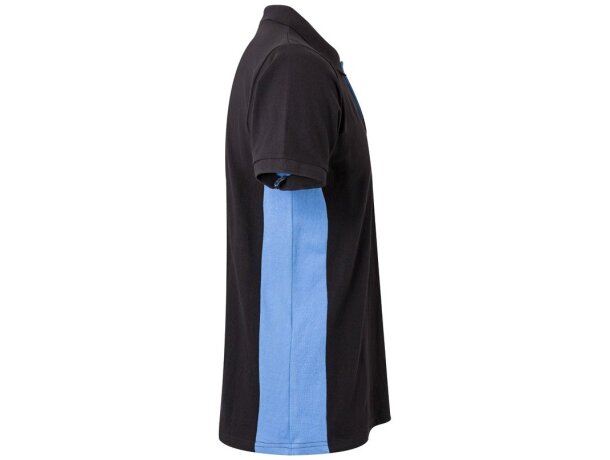 Polo piqué bicolor Supay manga corta con cuello en canalé Negro/Azul claro detalle 19