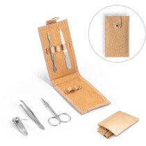 Conjunto de manicura Zena en acero inoxidable con funda de corcho