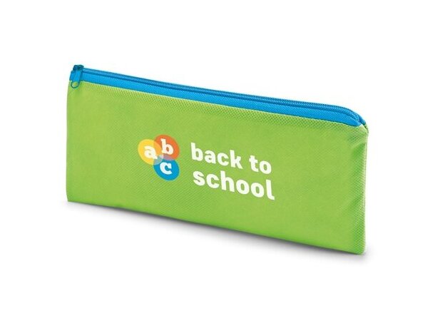 Estuche para guardar bolígrafos y lápices verde claro con logo