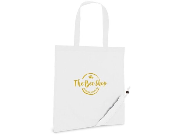 Bolsa sencilla plegable poliéster 190t blanco personalizada