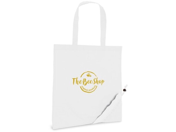 Bolsa Shops sencilla plegable poliéster 190T personalizada blanco