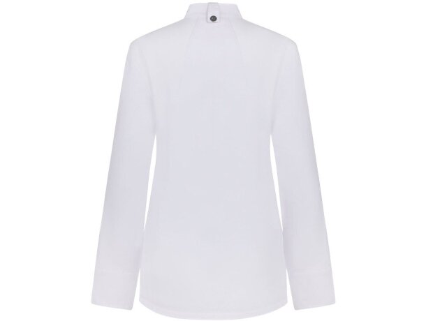 Chaqueta cocina mujer Thoth algodón y poliéster reciclado Blanco detalle 2