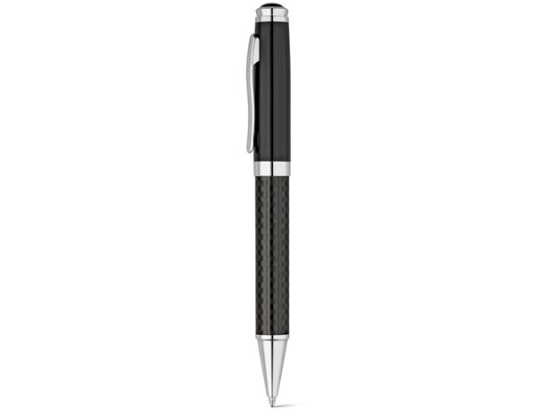 Bolígrafo en metal y fibra de carbono con estuche de polipiel negro