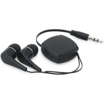 Auriculares con cable retráctil personalizado negro Auriculares con cable retráctil personalizado negro