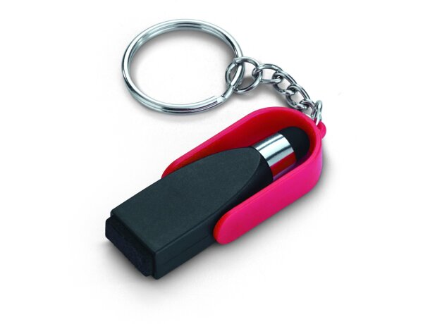 Llavero con puntero táctil y limpia pantalla personalizado rojo Llavero con puntero táctil y limpia pantalla personalizado rojo