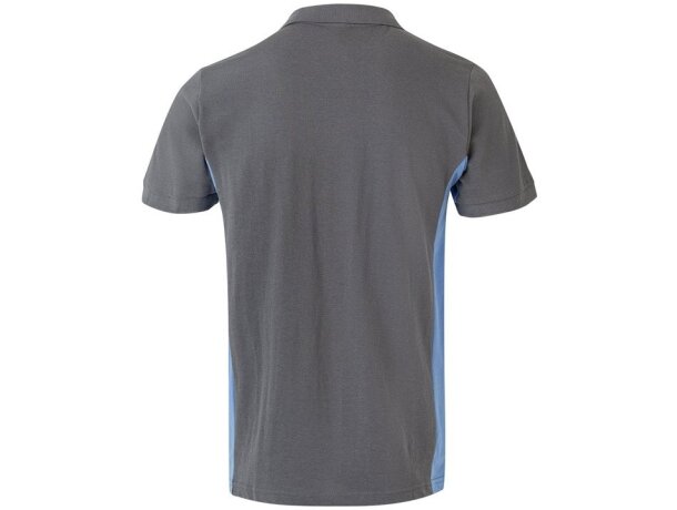 Polo piqué bicolor Supay manga corta con cuello en canalé Gris/Azul claro detalle 14