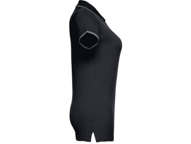 Polo slim fit Rome women bicolor algodón 210 g/m² manga corta Negro detalle 19