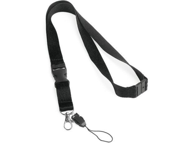 Lanyard Murray de poliéster doble negro