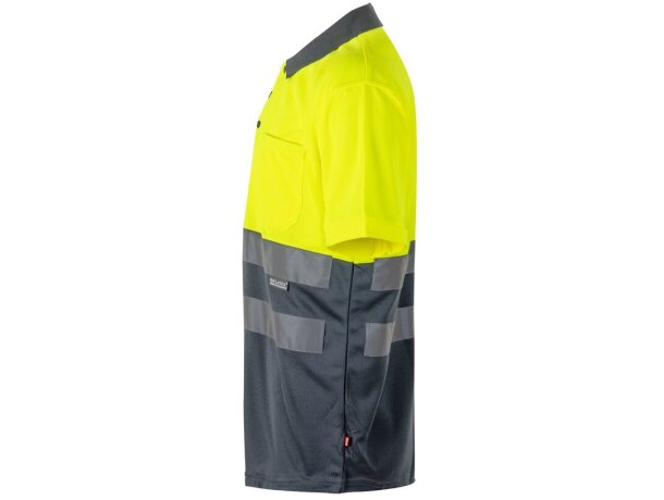 Polo bicolor alta visibilidad Cupid manga corta reflectante Gris/Amarillo detalle 27