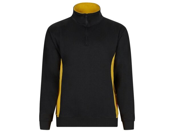 Sudadera de rizo bicolor Svarog cuello alto media cremallera Negro/Amarillo detalle 43