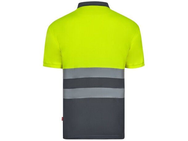 Polo fortuna alta visibilidad con bandas reflectantes Gris/Amarillo detalle 6