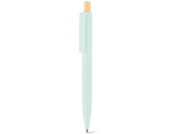 Bolígrafo zara de abs reciclado con botón de bambú Verde pastel detalle 6