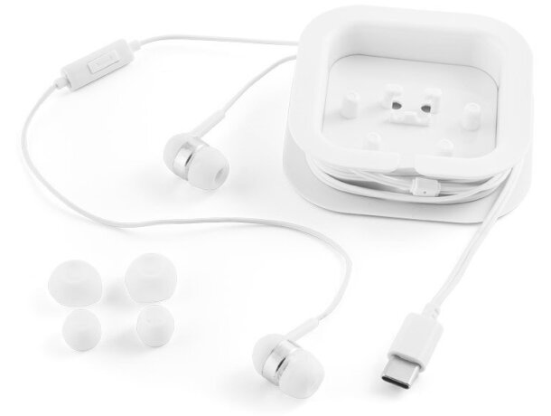 Auriculares presley con micrófono integrado y entrada usb-c Blanco detalle 3