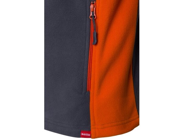 Chaqueta polar bicolor Geras con cinco bolsillos y cremallera Gris/Naranja detalle 32