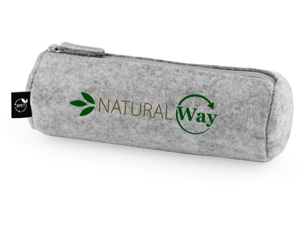 Estuche multiusos Nomad cilíndrico en fieltro reciclado rPET Gris claro detalle 8