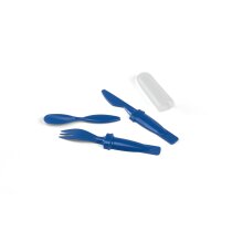 Cuberteria de picnic de plástico azul