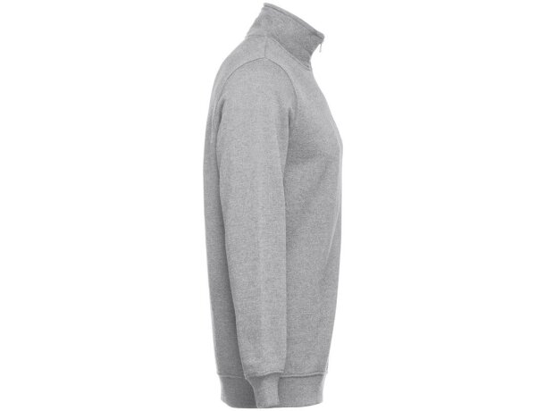 Sudadera Budapest unisex con cremallera y cinturilla canalé Gris claro matizado detalle 7