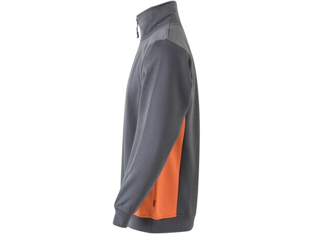 Sudadera de rizo bicolor Svarog cuello alto media cremallera Gris/Naranja detalle 30