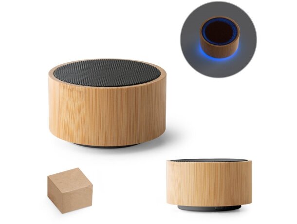 Altavoz Arber de bambú con luz LED y batería de 400 mAh detalle 1