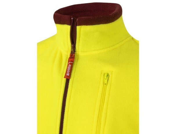 Chaqueta polar bicolor Eros con bandas reflectantes EN20471 Burdeos/Amarillo detalle 7