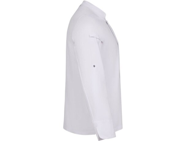 Chaqueta de cocina Agni unisex tejido COOLMAX transpirable Blanco detalle 4