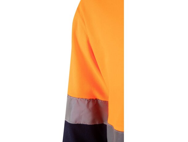 Polo Pluto alta visibilidad manga larga tallas grandes Azul marino/Naranja detalle 7