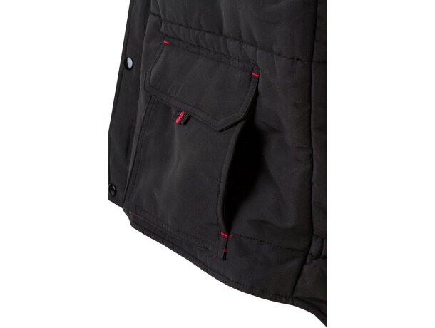 Chaleco acolchado bicolor multibolsillos unisex VL Nergal Negro/Rojo detalle 31