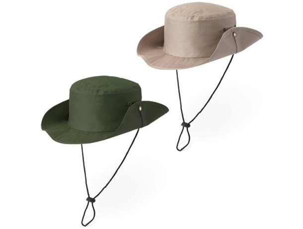 Sombrero de poliester con cordón ajustable en dos colores