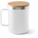 Taza lauda de acero inoxidable reciclado con tapa de bambú 420ml Blanco detalle 4