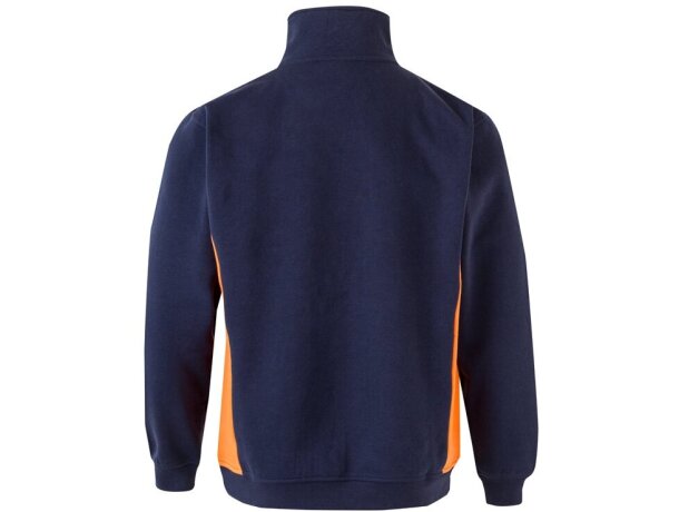 Sudadera de rizo bicolor Svarog cuello alto media cremallera Azul marino/Naranja detalle 32