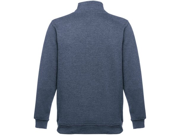 Sudadera Budapest unisex con cremallera y cinturilla canalé Azul matizado detalle 3