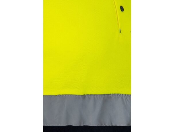 Polo pluto bicolor de manga larga con bandas reflectantes Azul marino/Amarillo detalle 25