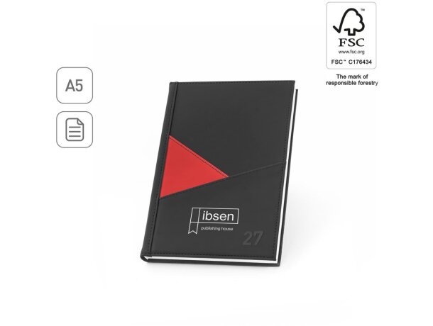 Agenda Ibsen A5 en pu con páginas fsc certificadas y bolsillos detalle 1