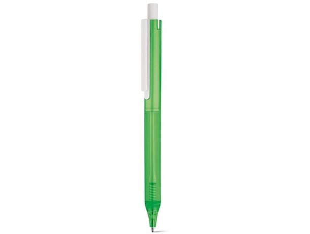 Bolígrafo Mila sencillo a color con clip blanco verde