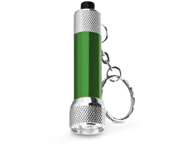 Llavero economico especial con linterna para grabar verde