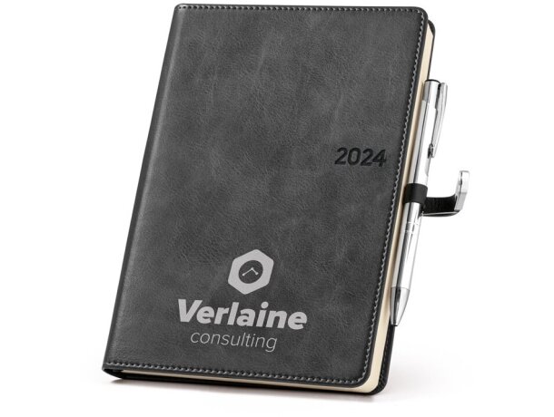 Agenda a5 verlaine con cierre magnético y porta bolígrafo Negro detalle 1