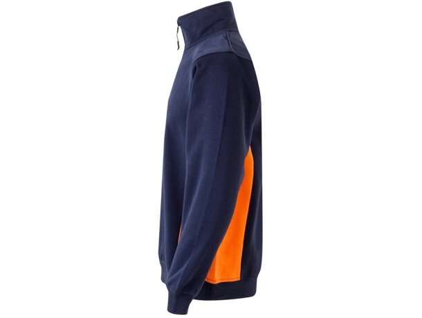Sudadera de rizo bicolor Svarog cuello alto media cremallera Azul marino/Naranja detalle 33